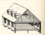 Cross section of the pitched style roof